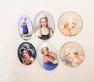 Antique jewellery components hand painted miniature portraits