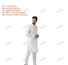 Mens Kurta Full Sleeve Cotton Shirt Ethnic Mens Long Pathani Kurta