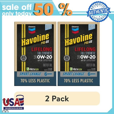 #ad #ad 2 pack Chevron Havoline Lifelong 0W 20 Full Synthetic Motor Oil 6 Quarts $53.71