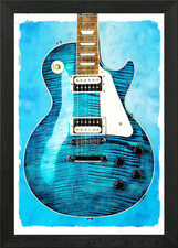 Gibon Electric Guitar Watercolor Framed Wall Art Poster Canvas Print Picture
