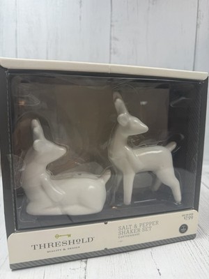 Threshold White Deer Salt And Pepper Shaker Set New!