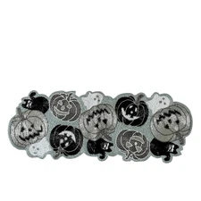 Christian Lacroix Halloween Beaded Table Runner 12x36 Silver Black White NEW