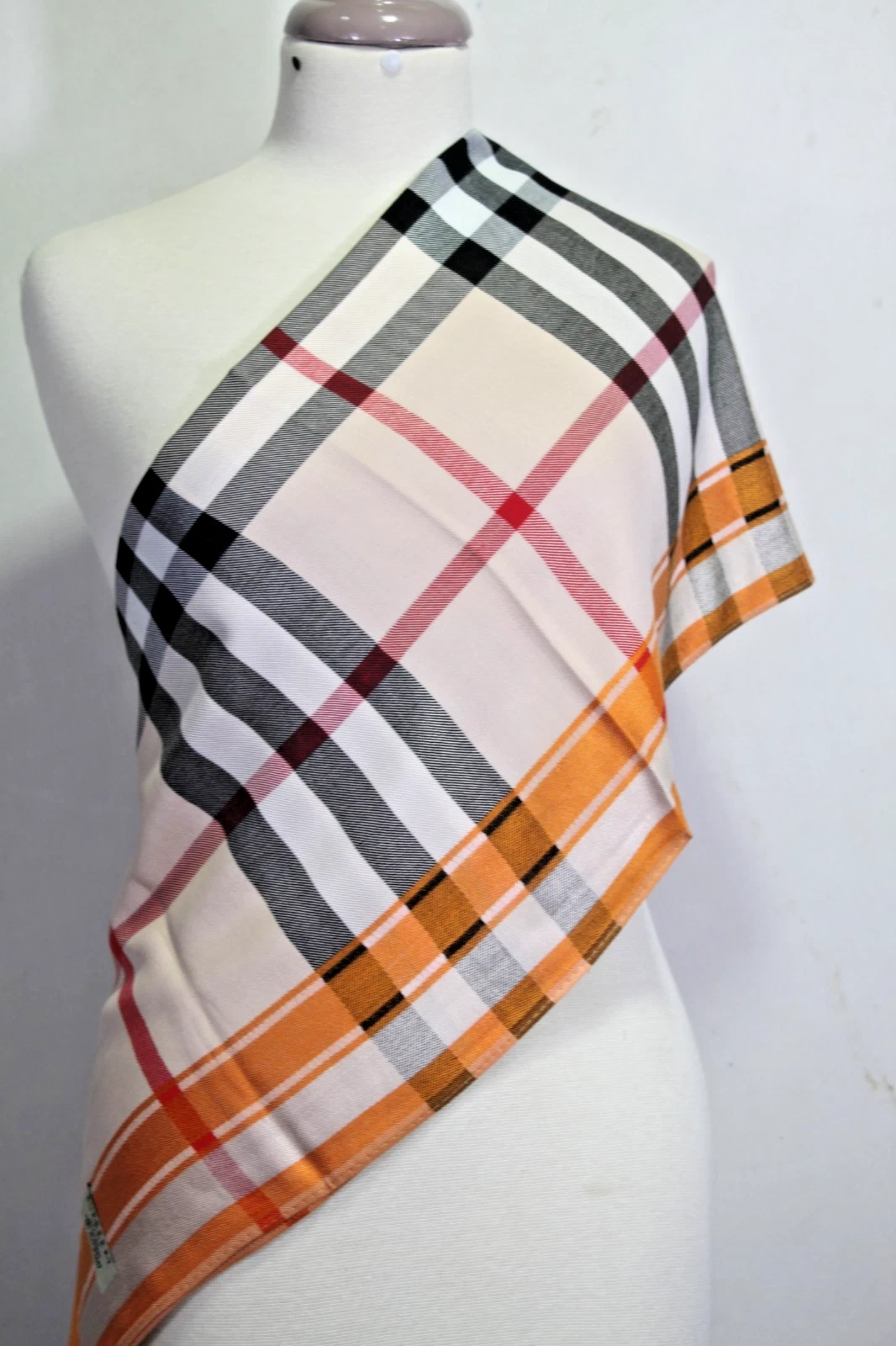 Authentic Burberry Shawl Stole Monogram Logo Multicolor 100% Cashmere Used