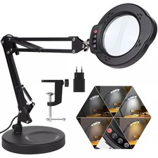 Lupe mit Licht und Ständer 10X- 2-in-1 stufenlos dimmbare LED-Schreibtischlampe