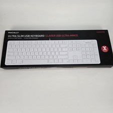 Macally Ultra Slim Usb White Keyboard Wired USB for IOS, Apple, Mac SEALED
