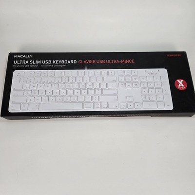 Macally Ultra Slim Usb White Keyboard Wired USB for IOS, Apple, Mac SEALED