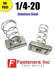 (4118S1) 1/4"-20 Stainless Steel Spring Nuts for Unistrut Channel QTY. 50