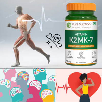 Vitamin K2 MK-7 60 Veg Tablets For Stronger Bones Sharp Mind Enhances Calcium UN