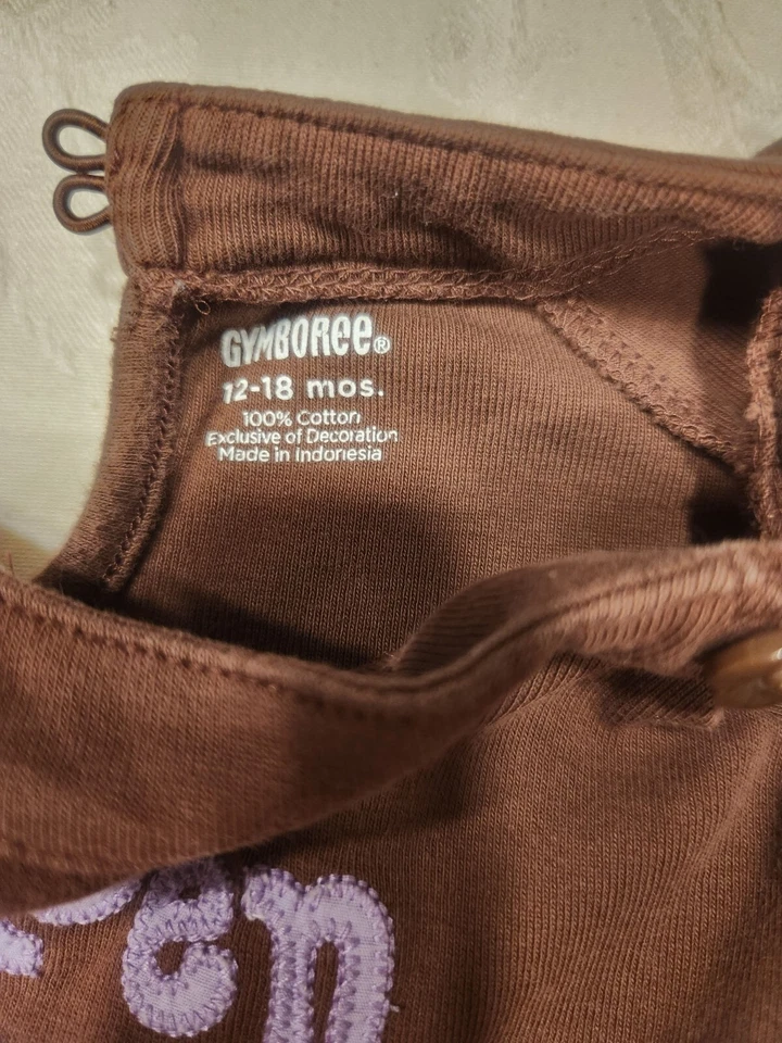 Camiseta GYMBOREE Glamour Safari Reina de la Selva Mono Marrón 12-18 Usada en Excelente Condición Foto 3 de 4