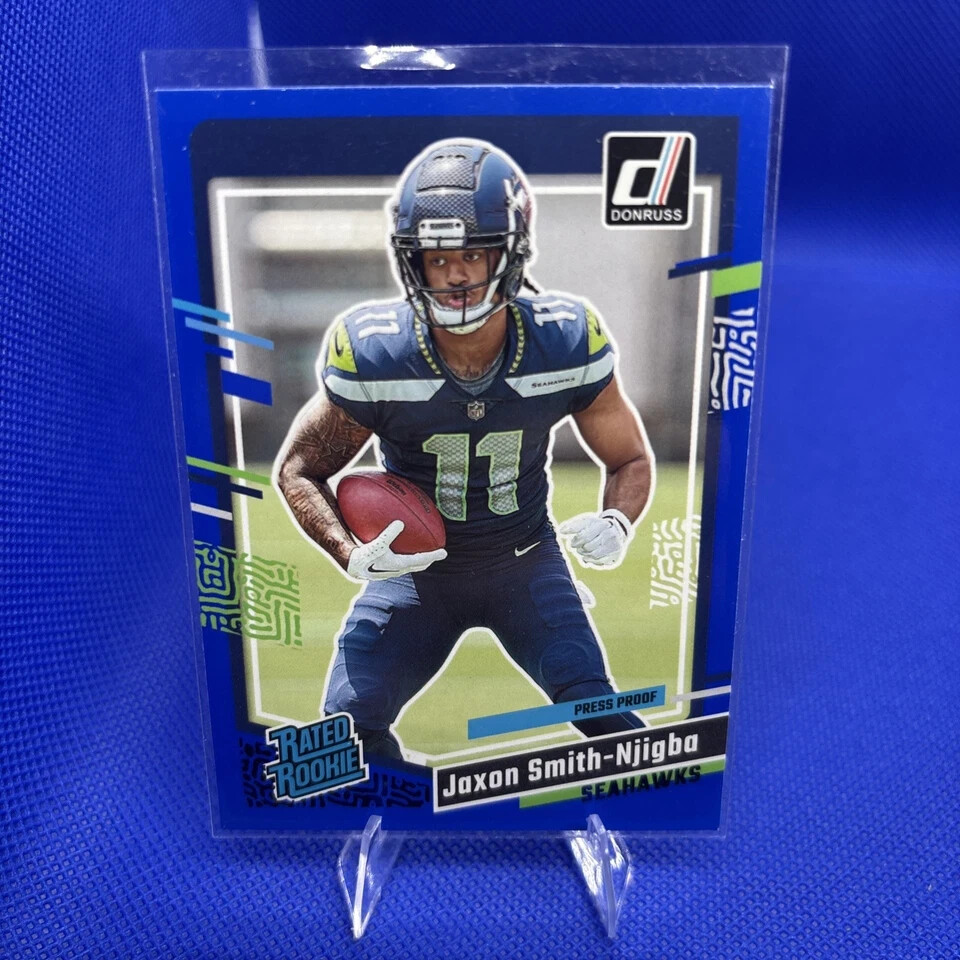 2023 Donruss Jaxon Smith-Njigba Press Proof Blue RC #390 Seahawks