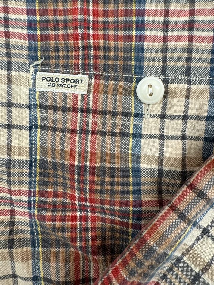 De Colección Años 90 Para Hombre Polo Deportivo Por Ralph Lauren Camisa A Cuadros Deportista XL Bolsillo Logo Foto 2 de 4
