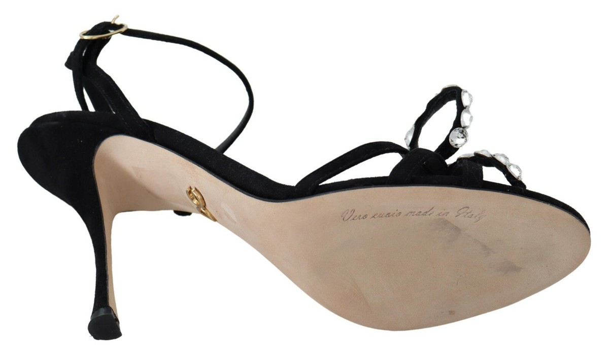 【関税&送料込】Dolce & Gabbana Sandalo Dolce&Gabbana Women Black Sandals Suede Leather Ankle Strap
