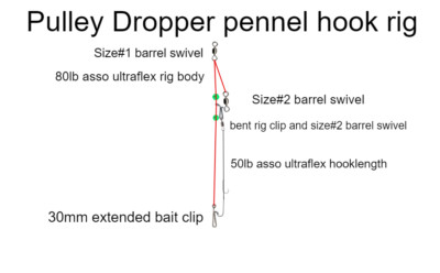 10 X Pulley Dropper Rigs Meeresangeln ABERDEEN MAIN HOOKS optional Pennel Haken