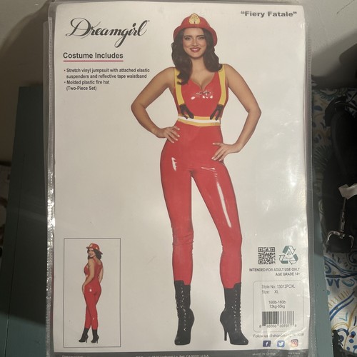 Adult Fiery Fatale Women's Sexy Catsuit Firefighter Costume Size Extra Large