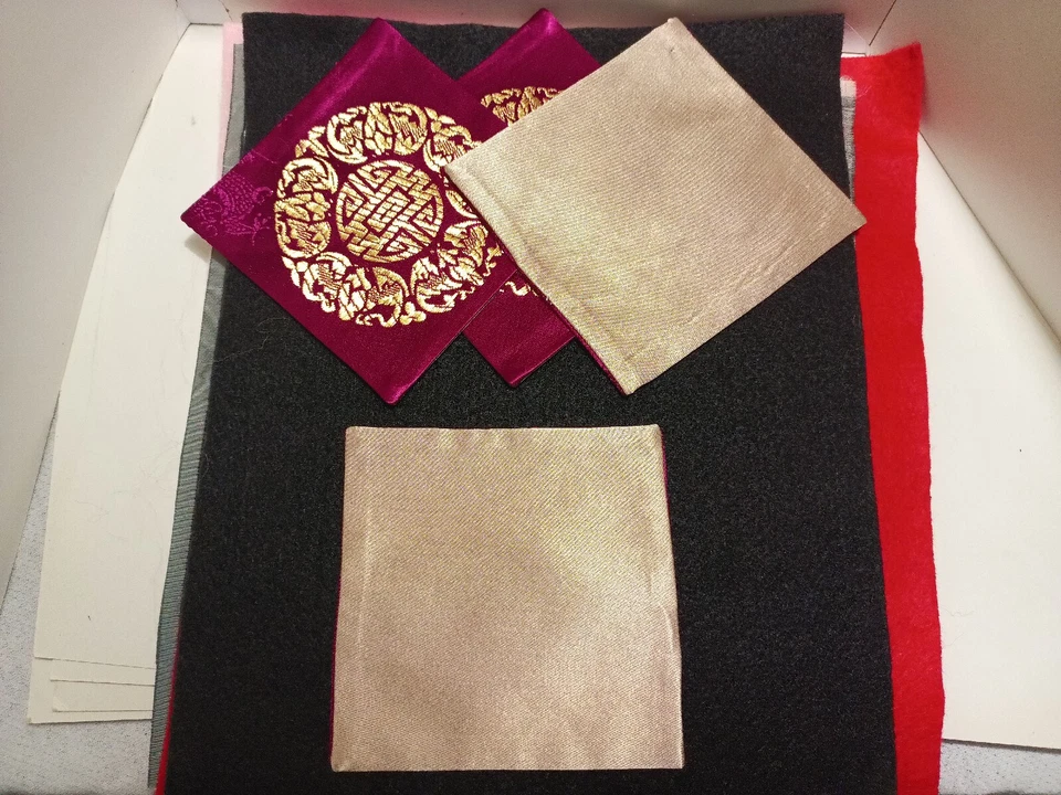 Juegos de posavasos de té brocados de seda chinos cuadrados de colección 4 piezas almohadilla para tazas de café comedor Foto 3 de 3