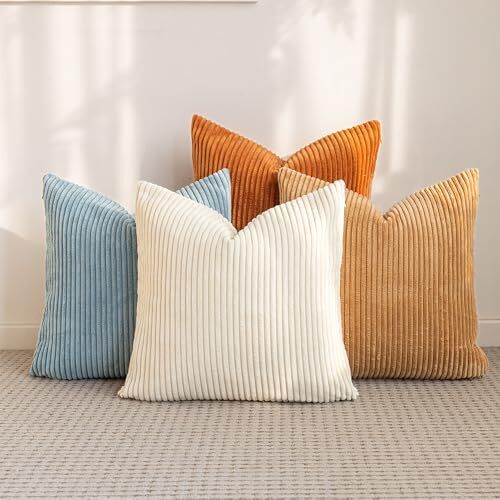 Neutral Couch Throw Pillow Covers 18x18 Inch Set of 4 Decorative Farmhouse - Bild 1 von 5