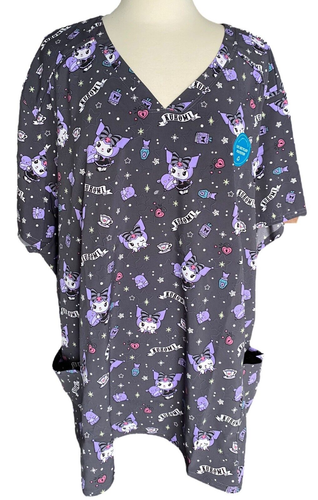 Cherokee Licensed Women V Neck Print Top TF776 KUFT Kuromi Fortunes Size 5XL