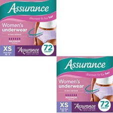Assurance Women Incontinence Underwear Max Absorb Size XS - 144 Count (2x 72ct)