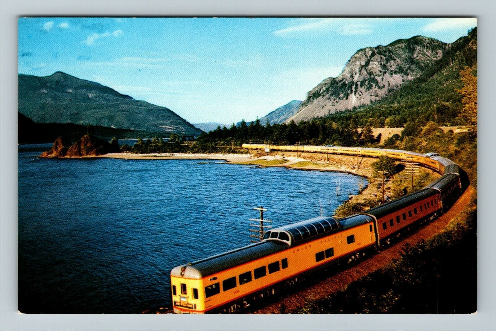 Vintage Portland OR Columbia River Gorge Streamliner Postcard