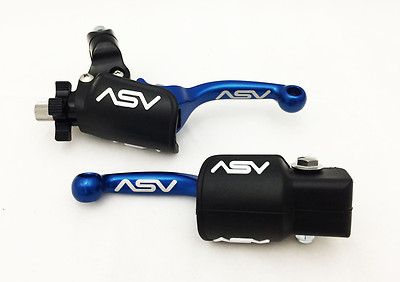 ASV F3 Shorty Blue Brake & Clutch Levers Pair For Banshee 350 - 3 Year Warranty