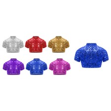 Kids Girls Crop Top Active Shirts Uniforms Vest Exercise Tank Sparkly Teamwear