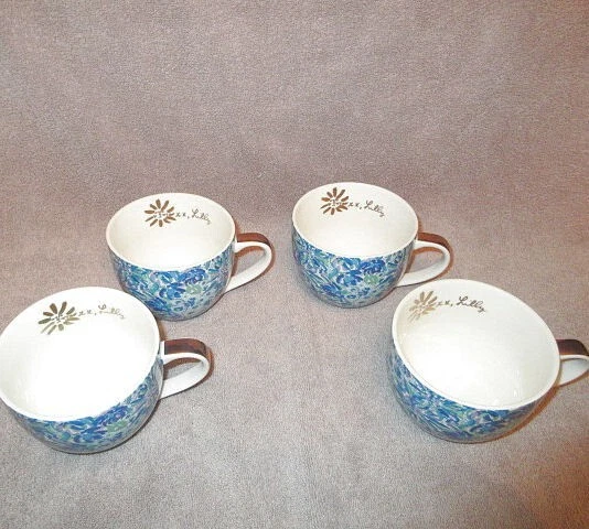 Juego de 4 tazas de café de alto mantenimiento Lilly Pulitzer Beach House Boho Foto 3 de 4