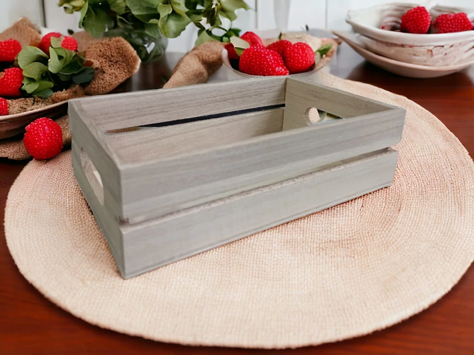 Set 4 Cassette in legno piccola per decorare decoupage porta pane frutta tavola - Immagine 3 di 4