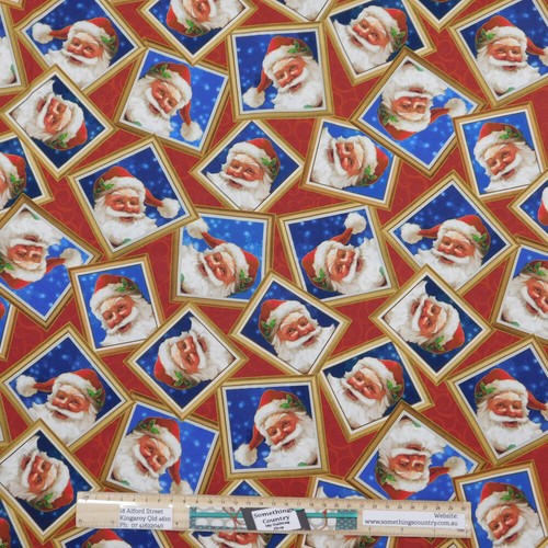 Quilting Sewing Fabric SANTA CLAUS ALLOVER Material 50x55cm FQ - Picture 3 of 3