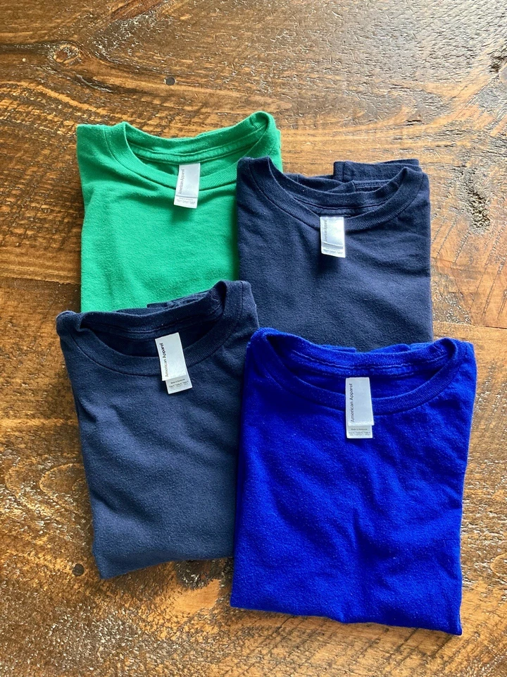 American Apparel Size 6 Kids Crewneck Fine Jersey Short-Sleeve Blue T-Shirt Lot - Image 2 of 4