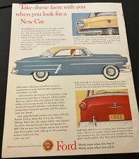 1953 Ford Crestline Coupe - Vintage Original Automotive Print Ad Wall Art 1953 Ford Crestline Coupe - Vintage Original Automotive Print Ad Wall Art