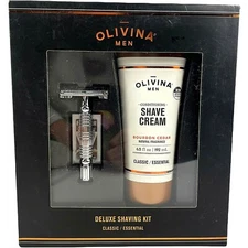 Olivina Men Deluxe Shaving Kit Classic Essential Boxed Set Shave Cream & Razor