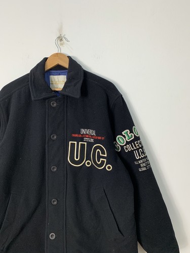 GIACCA VINTAGE COLORI UNITI DI LANA BENETTON SPELL OUT GRANDE LOGO - Foto 2 di 6