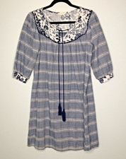 Oddy Brand Women's Blue Floral & Plaid Summer Dress Size Small