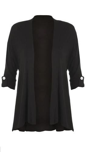 Ladies Short Sleeve Plus Size Open Waterfall Cardigan Womens Stretch Top 8 - 26 - Picture 2 of 15
