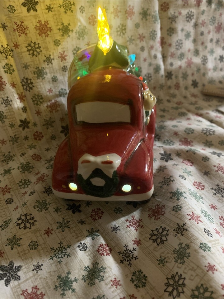 Mr Christmas “Farm Fresh Cut Trees” Red Truck/Teddy Bear/ Lightup Tree