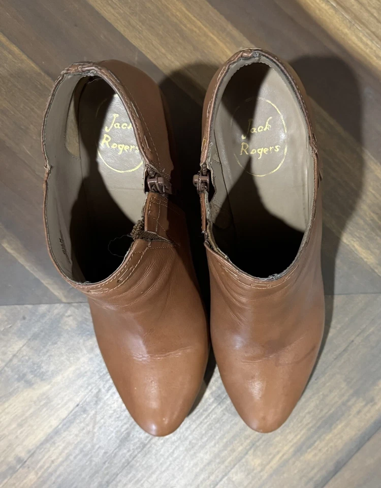 Jack Rogers | Classic Women's Tan Leather Wedge Emery Ankle Boots Sz 8.5M - Image 3 of 4