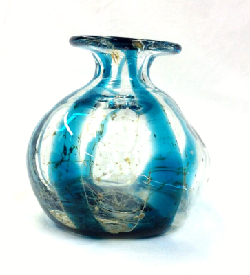 Vintage MDINA GLASS Small Art Glass Vase ~ Made in Malta ~ Signed