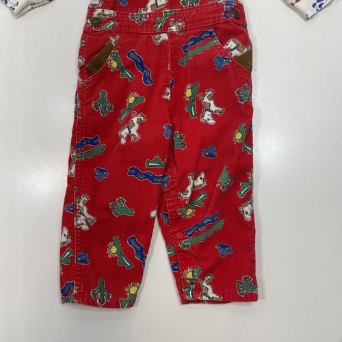 Vintage OshKosh B’Gosh Overall Vestbak Cord rot Western Print Kinder 3T USA - Bild 14 von 20