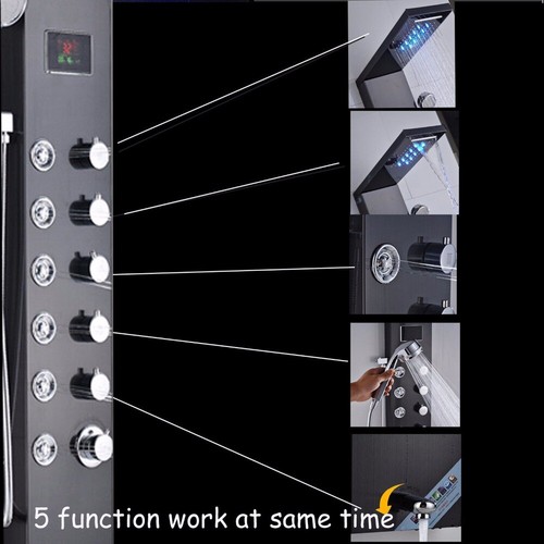 Stainless Steel Shower Panel Tower System LED Rainfall Waterfall Head Column UK - Picture 80 of 234