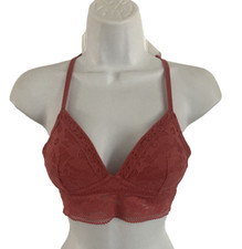 Victoria's Secret Lace Bralette Size XS Padded Wireless Coral Pink NWOT