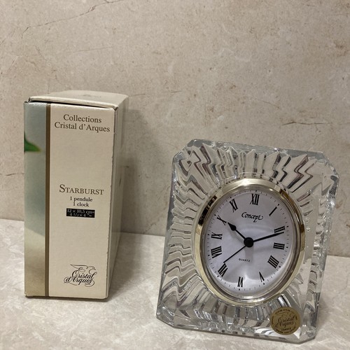 CRISTAL D'ARQUES France Desk Clock  Starburst NIB 24% Lead Crystal. Great gift ! - Picture 6 of 6
