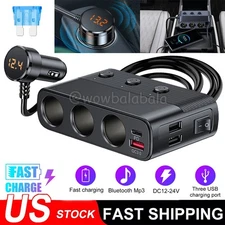 3-Way Car Cigarette Lighter Socket Splitter, 7 in 1 Power Adapter, Quick Charge