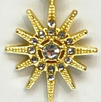 Set Necklace & Earrings Gold Tone Sparkling Sun w/Crystal Accents
