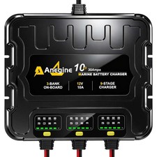3 Bank Marine Battery Charger, 30A 10A/Bank 12V IP68 Waterproof Onboard Batt...