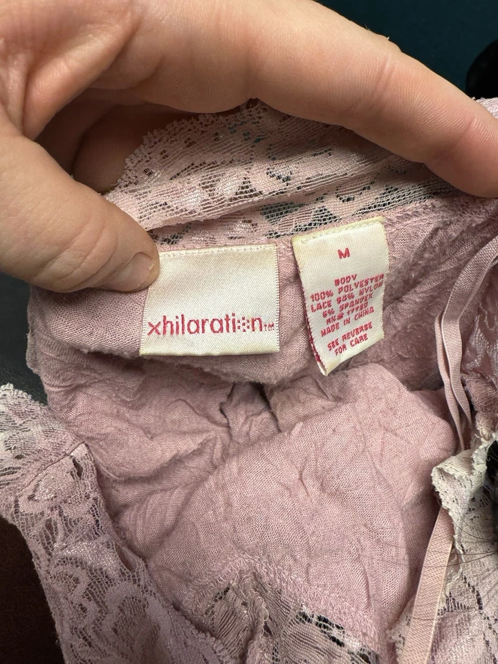 Lencería Y2K Rosa Encaje Arrugado Cami Tanque Fairycore Coqueta Estilo Xhilaration M Foto 3 de 3