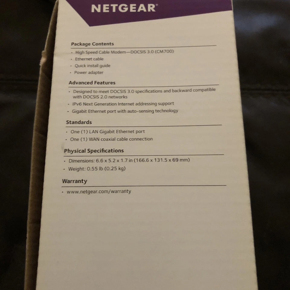 NETGEAR CM700-100NAS High SpeedCable Modem (open Box, Tested) - Image 4 of 4
