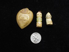 Lot (3) Vintage INUIT HAND CARVED BILLIKEN GOOD LUCK PENDANTS