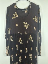 NWOT Vintage Y2K Pleated Floral Witchy Whimsical Crinkle Maxi Dress Black M