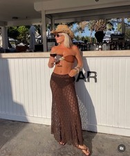 ZARA NWT WOMAN SS25 LONG LACE SKIRT BROWN  5584/466