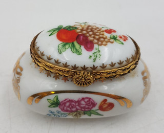 Del Prado Fine Porcelain Miniature Trinket Box e.p.10 Fruit Pattern Oval Design